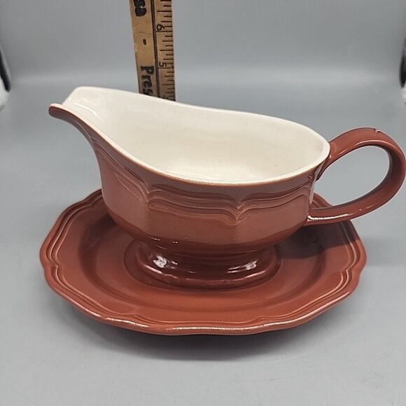 Mikasa Color Classics True Terracotta Gray Boat & Plate Japan Ceramic C-3850 - Picture 6 of 6